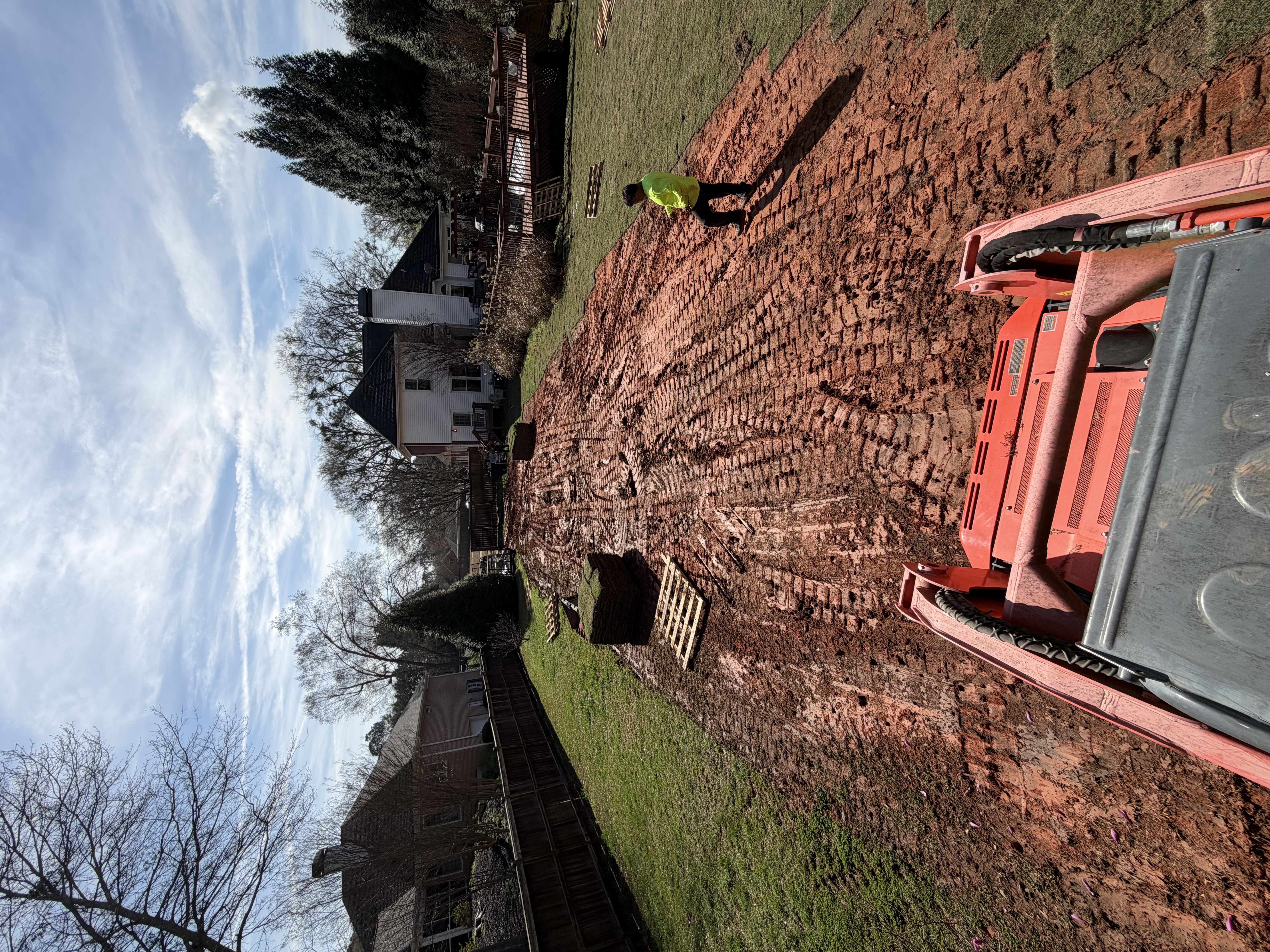 Backyard sod install with sprinklers